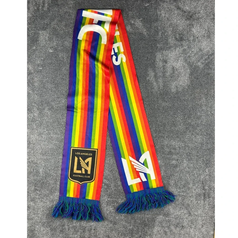 Ruffneck Los Angeles FC LAFC Pride Rainbow Striped MLS‎ Soccer Fan Scarf Fringe